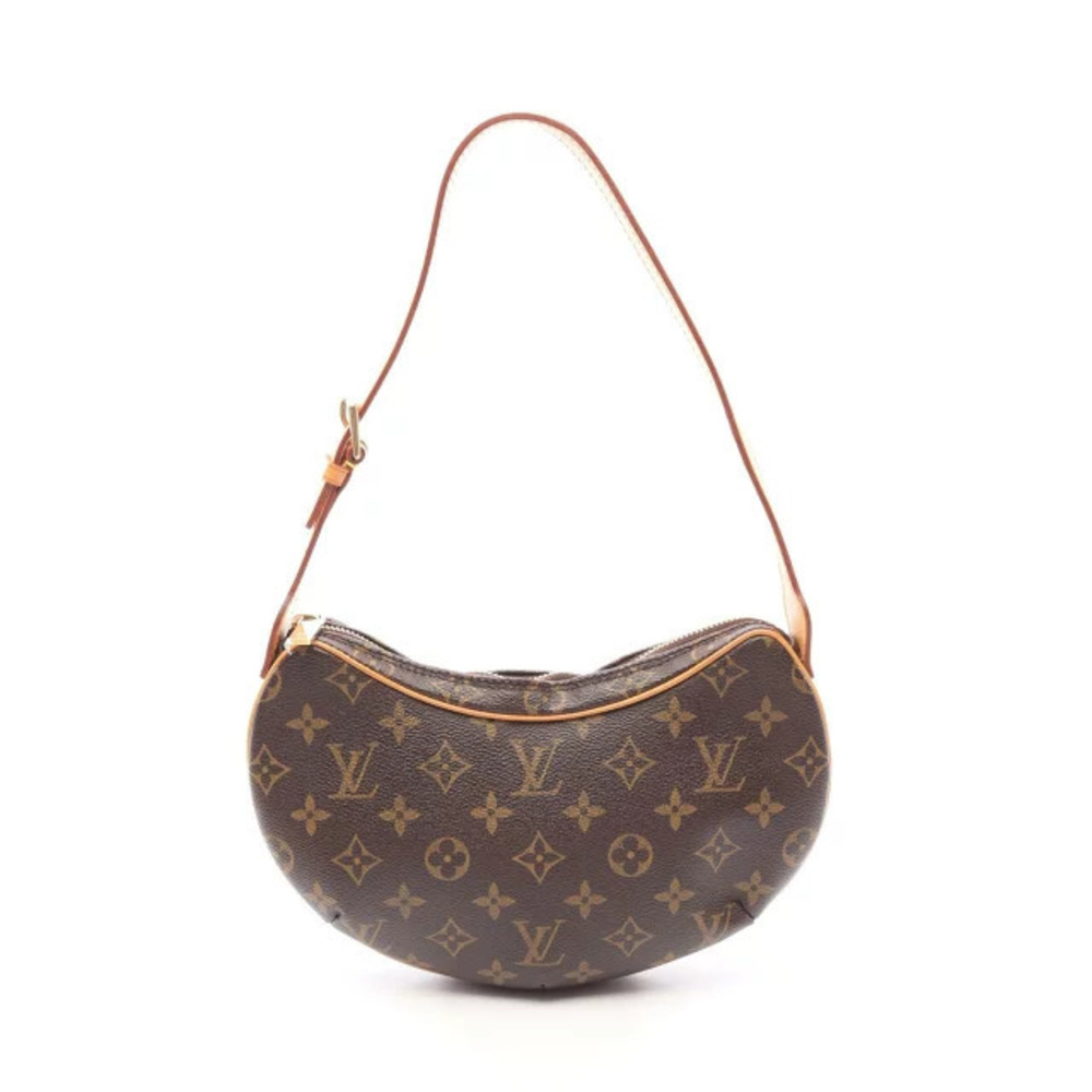 Louis Vuitton Pochette Croissant Monogram Shoulder Bag Canvas Leather Brown